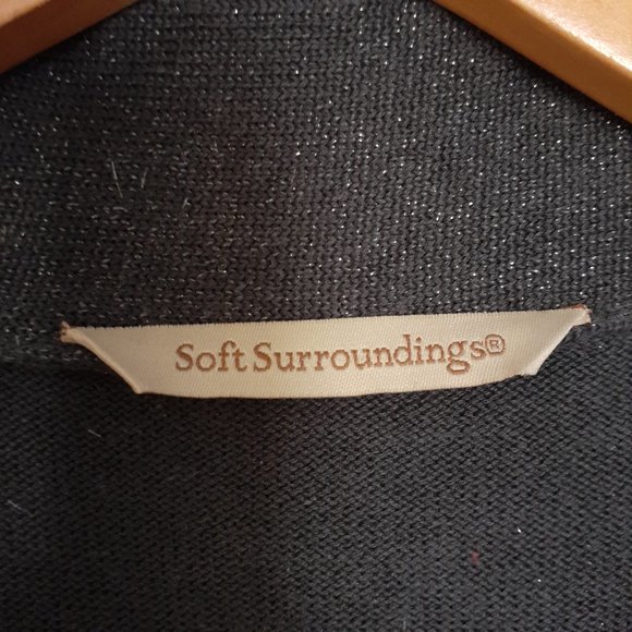 Soft Surroundings Metallic Shimmer Knit Open Cardigan Sequin Trim Gray Size L - Picture 3 of 12